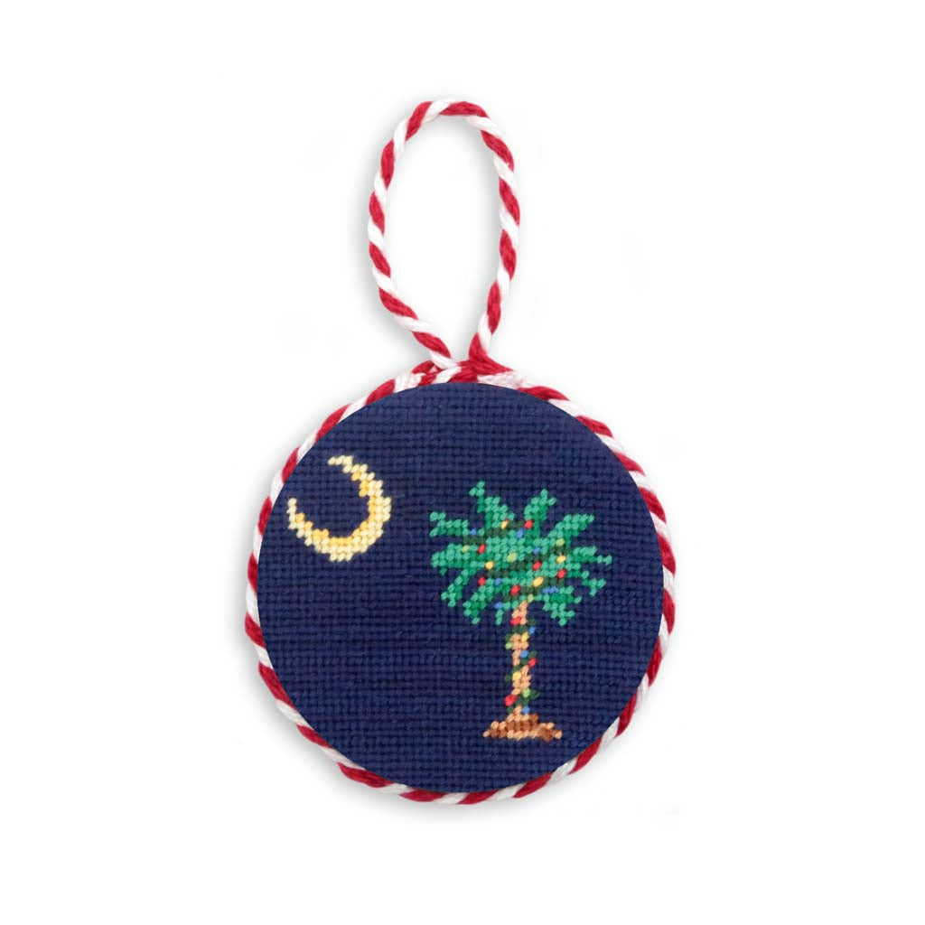 South Carolina Palmetto Christmas Needlepoint Ornament by Smathers & Branson - Country Club Prep