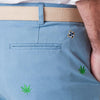 Pot Leaf Stretch Twill Cisco Short in Slate by Castaway Clothing - Country Club Prep
