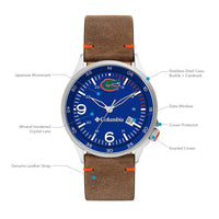 University of Florida Canyon Ridge 3-Hand Date Saddle Leather Watch by Columbia Sportswear - Country Club Prep