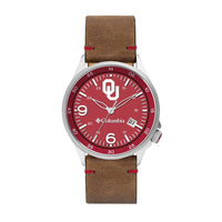 University of Oklahoma Canyon Ridge 3-Hand Date Saddle Leather Watch by Columbia Sportswear - Country Club Prep