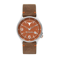 Texas Longhorns Canyon Ridge 3-Hand Date Saddle Leather Watch by Columbia Sportswear - Country Club Prep