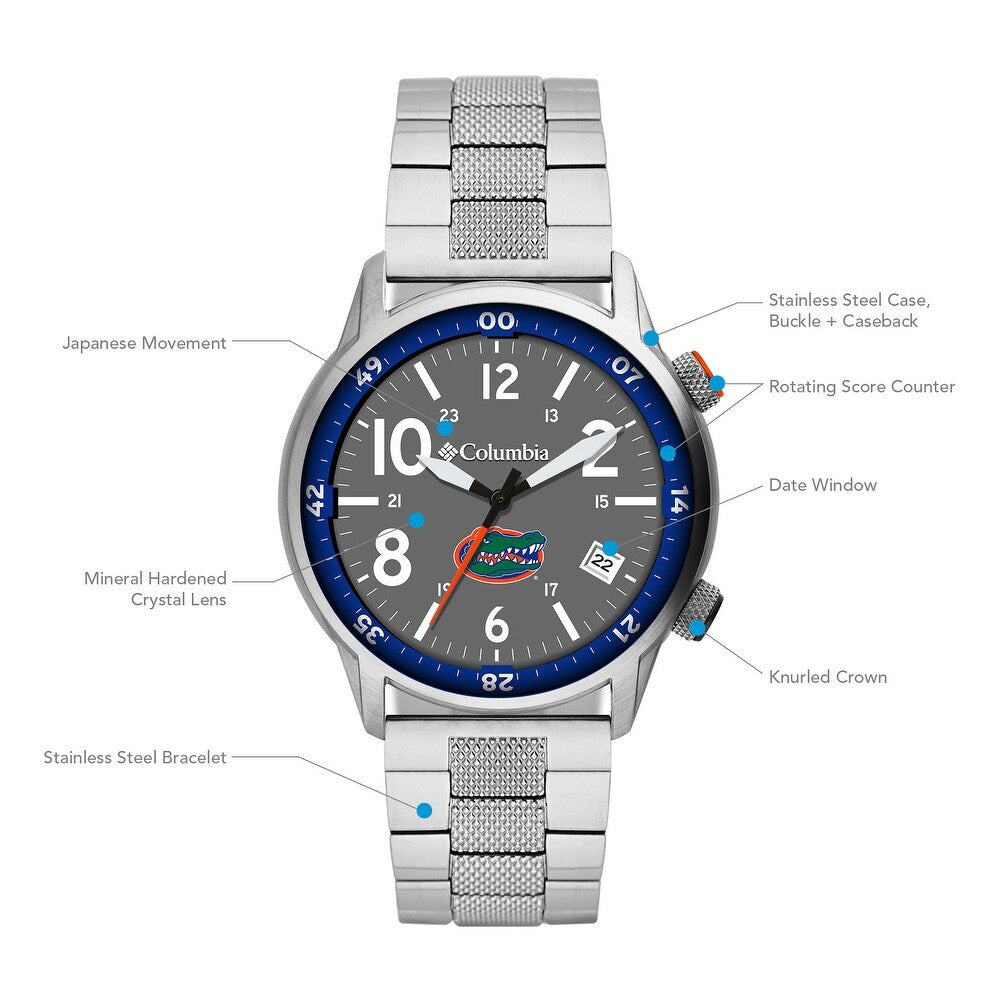 University of Florida Outbacker 3-Hand Date Stainless Steel Watch by Columbia Sportswear - Country Club Prep