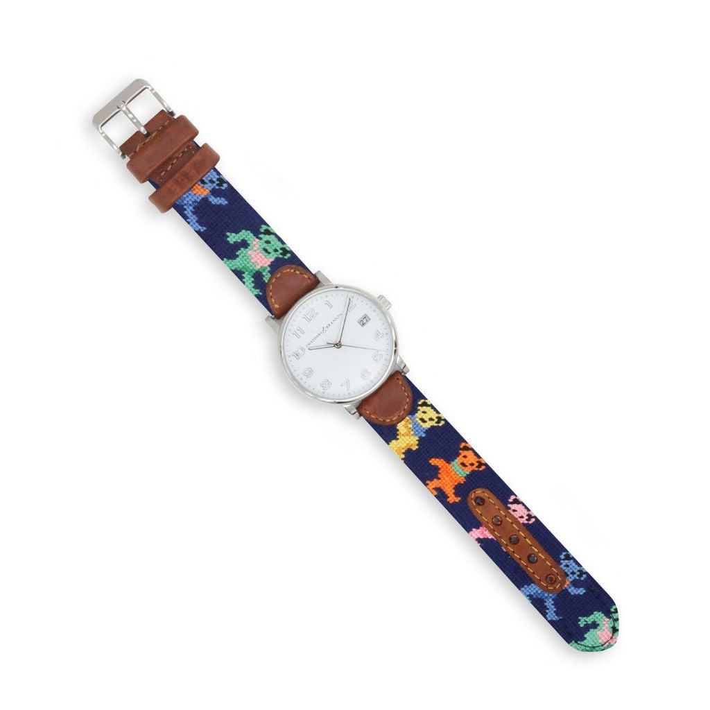 Dancing Bears Needlepoint Watch by Smathers & Branson - Country Club Prep