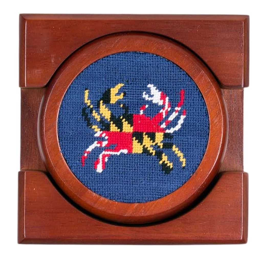 Maryland Flag Crab Needlepoint Coasters by Smathers & Branson - Country Club Prep