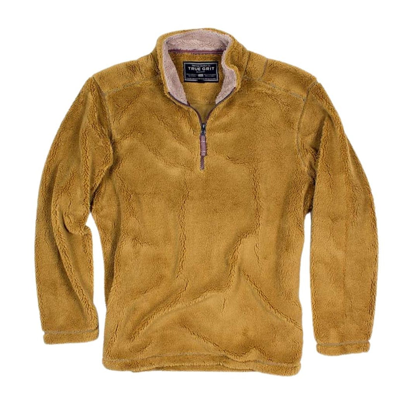 Pebble Pile Pullover 1/2 Zip in Mustard by True Grit - Country Club Prep