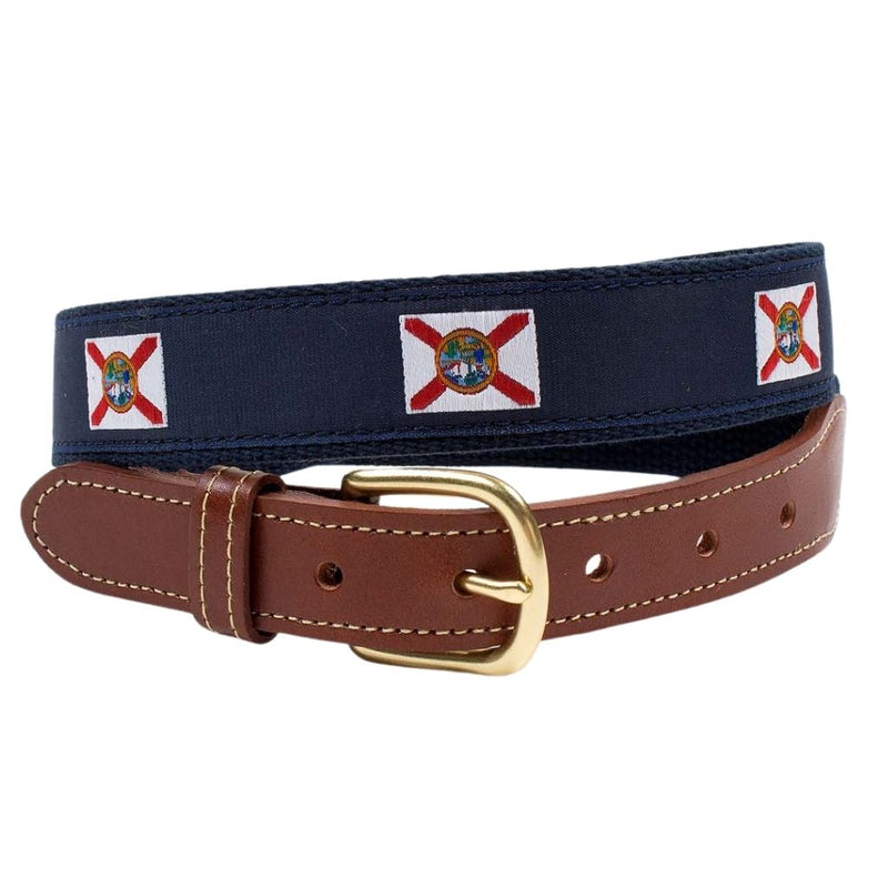 Florida Flag Leather Tab Belt by Country Club Prep - Country Club Prep