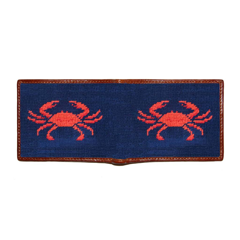Coral Crab Needlepoint Wallet by Smathers & Branson - Country Club Prep