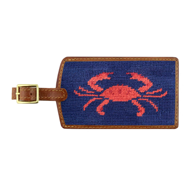 Coral Crab Needlepoint Luggage Tag by Smathers & Branson - Country Club Prep