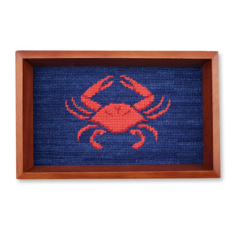 Coral Crab Needlepoint Valet Tray by Smathers & Branson - Country Club Prep