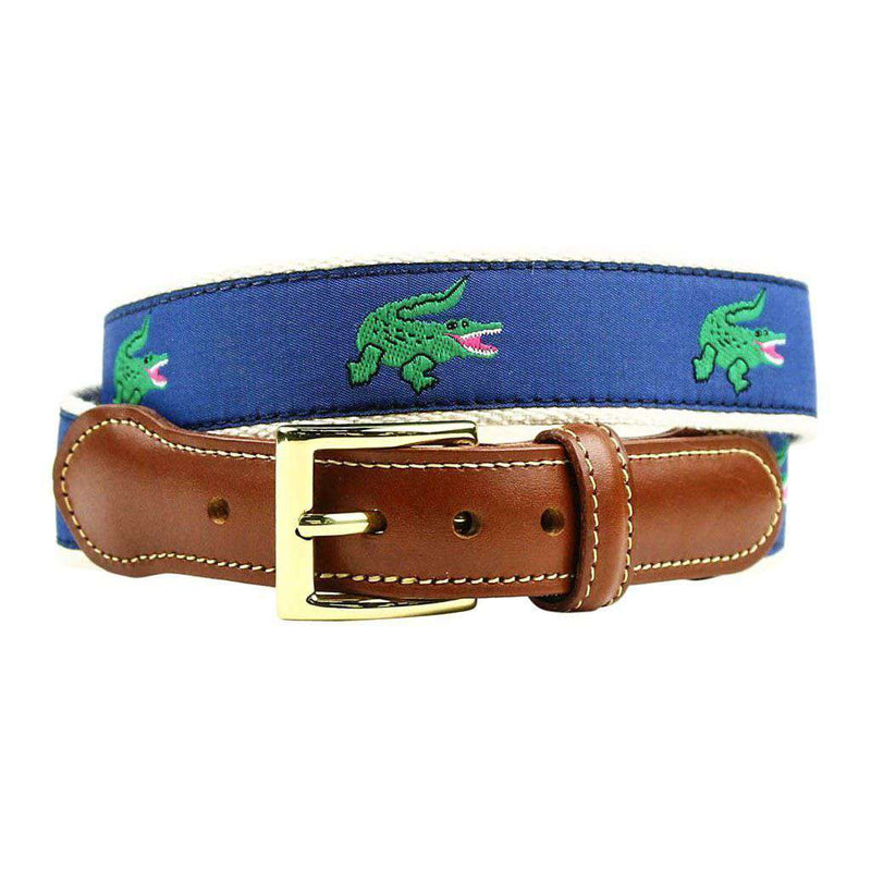 Chubb's Nemesis Alligator Leather Tab Belt in Blue by Country Club Prep - Country Club Prep