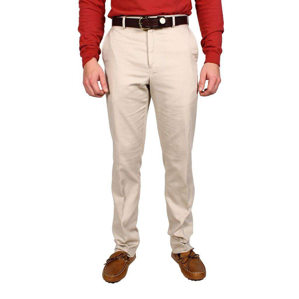 Tailored Fit Flat Twill Pant in Stone by Country Club Prep - Country Club Prep