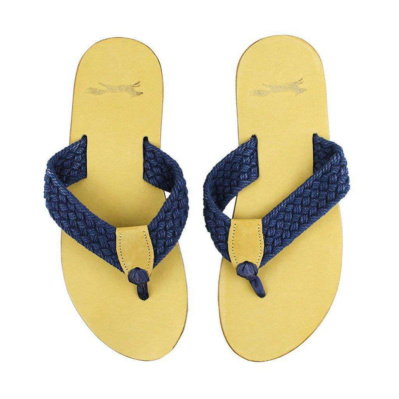 Navy Macreme Strap Leather Sandal by Country Club Prep - Country Club Prep