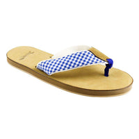 Gingham Strap Leather Sandal in Royal Blue by Country Club Prep - Country Club Prep