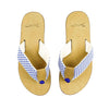 Gingham Strap Leather Sandal in Royal Blue by Country Club Prep - Country Club Prep