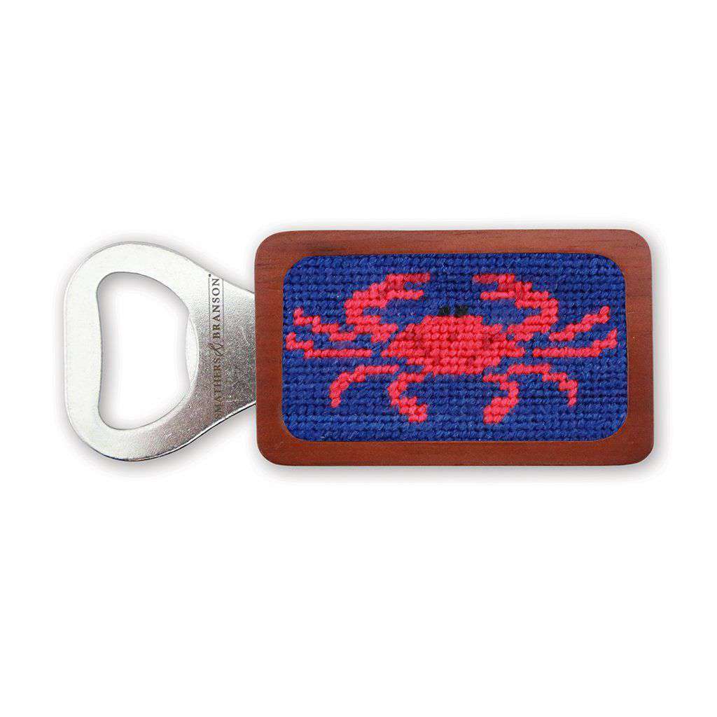 Crab Needlepoint Bottle Opener in Classic Navy by Smathers & Branson - Country Club Prep