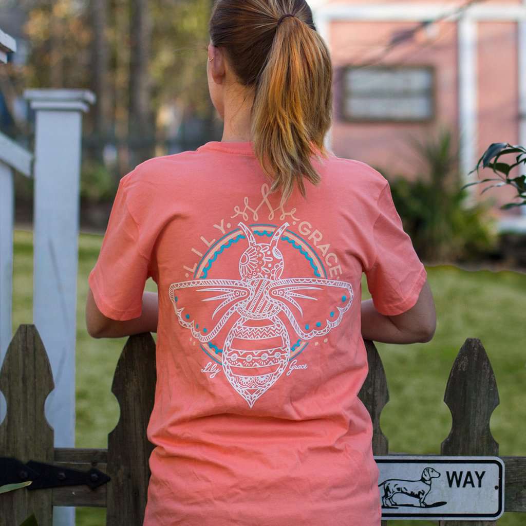 Logo Doodle Tee in Neon Melon by Lily Grace - Country Club Prep