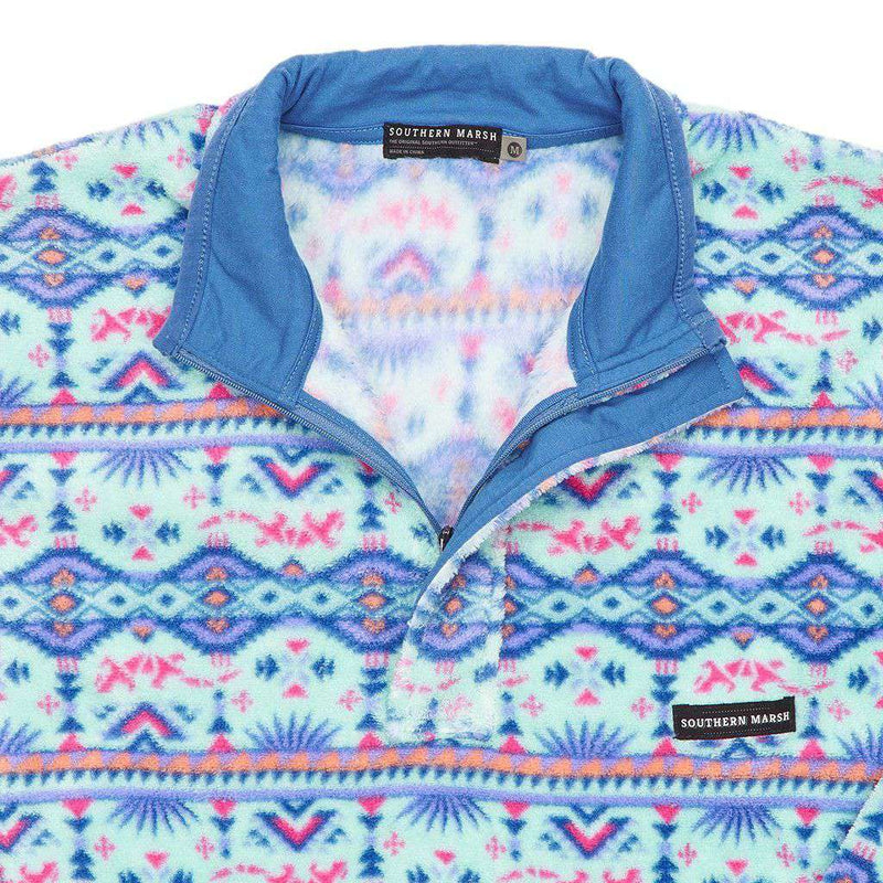 Dorado Fleece Pullover in Teal and Pink by Southern Marsh - Country Club Prep