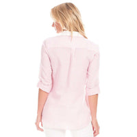 Pointe Tunic in Pink Seersucker with White by Duffield Lane - Country Club Prep