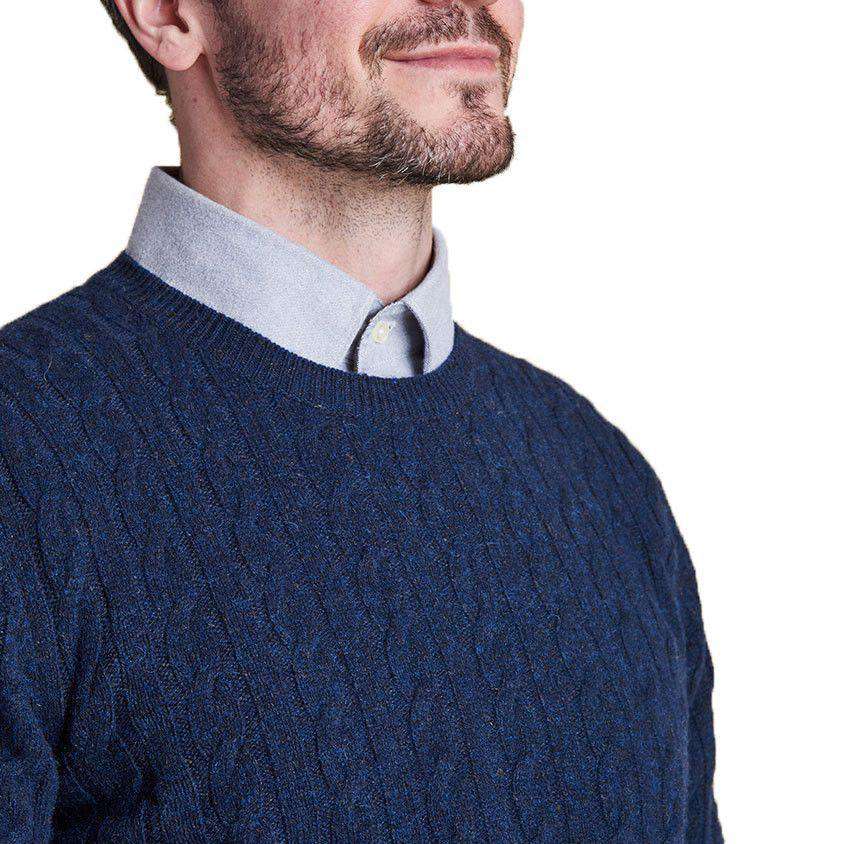 Essential Cable Crew Sweater in Navy by Barbour - Country Club Prep