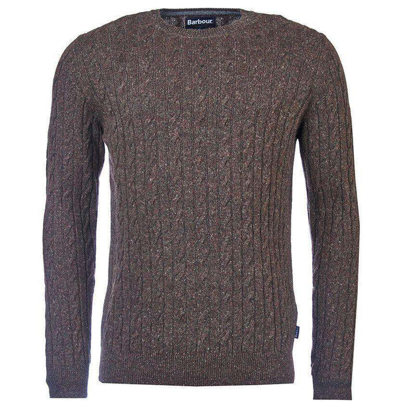 Essential Cable Crew Sweater in Olive by Barbour - Country Club Prep