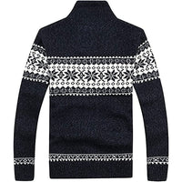 Lumi Fair Isle Full Zip Sweater in Navy - Country Club Prep