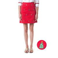 Ali Corduroy Skirt with Embroidered Christmas Trees by Castaway Clothing - Country Club Prep