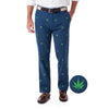 Stretch Twill Harbor Pant in Nantucket Navy with Embroidered Pot Leaf by Castaway Clothing - Country Club Prep