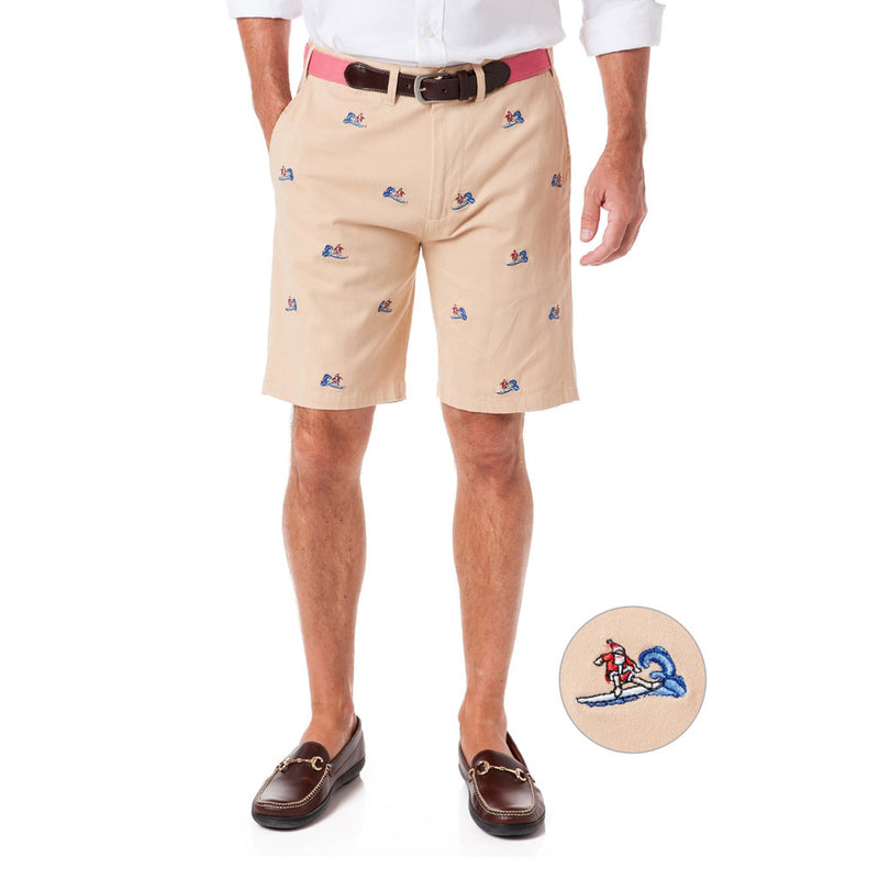 Stretch Twill Cisco Short with Surfing Santa by Castaway Clothing - Country Club Prep