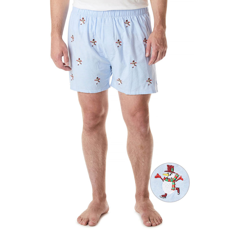 Barefoot Boxer with Skating Snowman by Castaway Clothing - Country Club Prep