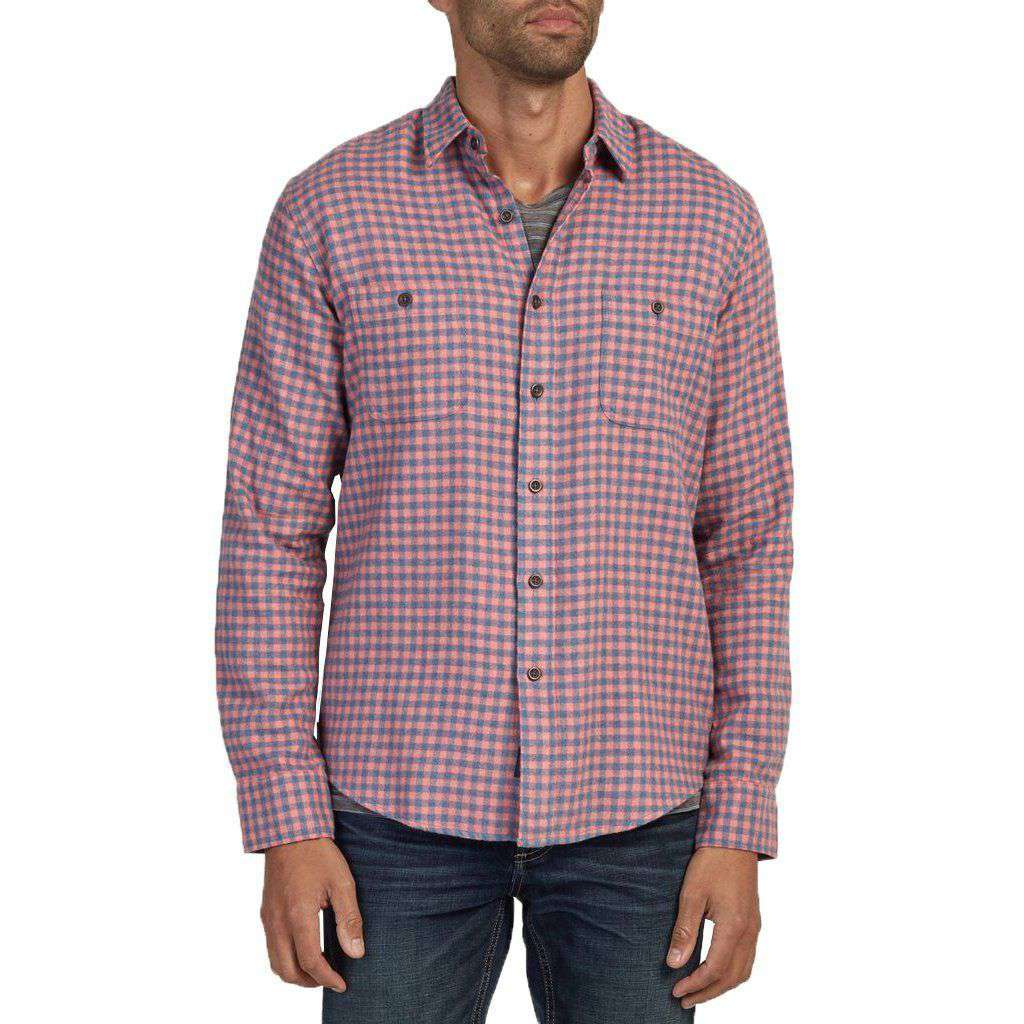 Brushed Alpine Flannel in Red & Navy Gingham by Faherty - Country Club Prep