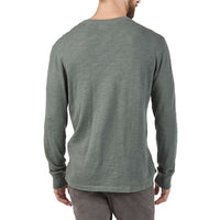 Long Sleeve Slub Cotton Henley in Moss by Faherty - Country Club Prep