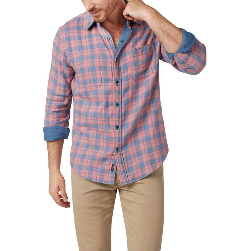 Reversible Belmar Shirt in Dusty Rose Blue Plaid by Faherty - Country Club Prep