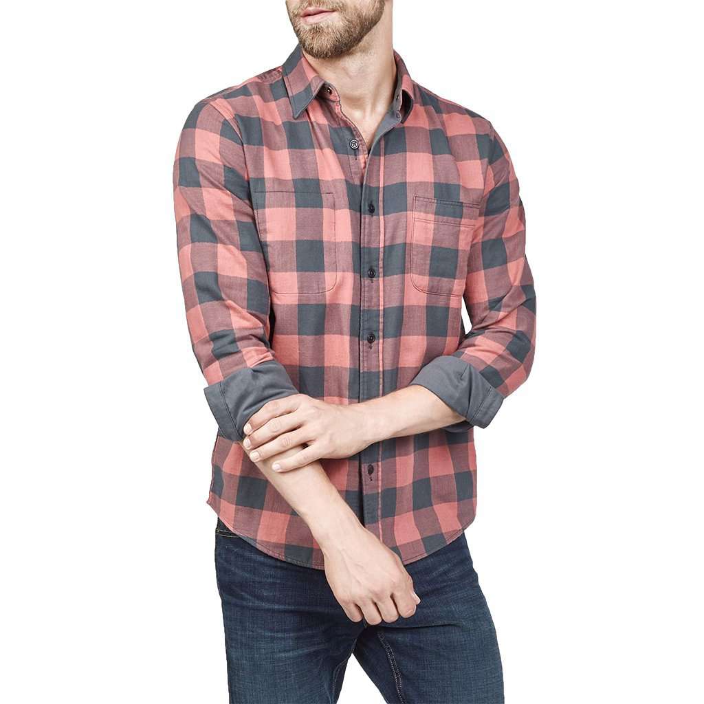 Reversible Belmar Shirt in Grey and Red Buffalo Check by Faherty - Country Club Prep