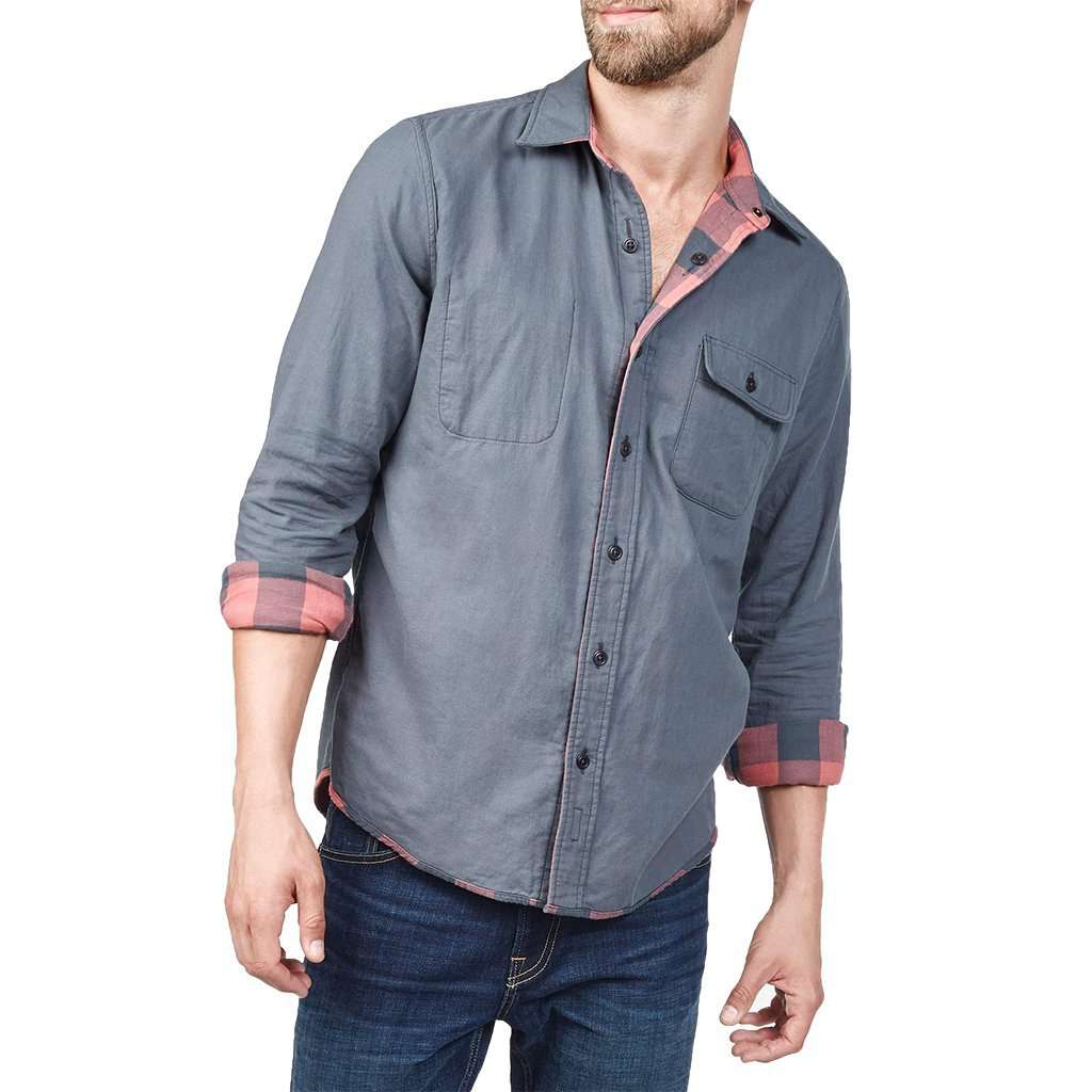 Reversible Belmar Shirt in Grey and Red Buffalo Check by Faherty - Country Club Prep