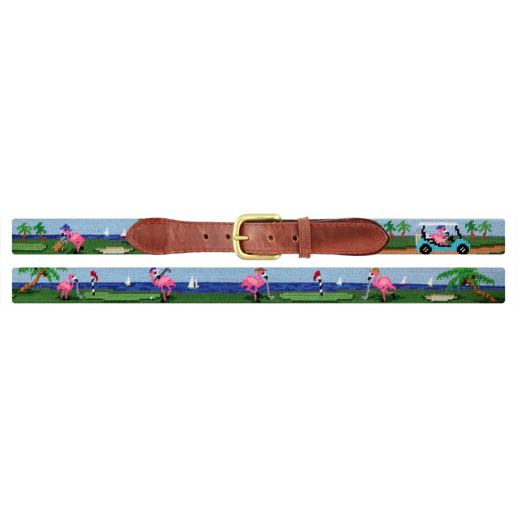 Fairway Flamingos Needlepoint Belt by Smathers & Branson  display picture 3