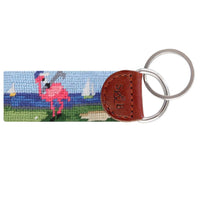 Fairway Flamingos Needlepoint Key Fob by Smathers & Branson - Country Club Prep