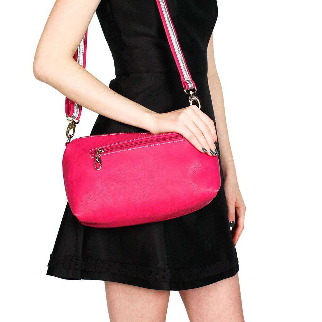 Faux Leather Cross Body Bag in Raspberry by Street Level - Country Club Prep