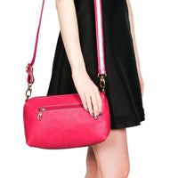 Faux Leather Cross Body Bag in Raspberry by Street Level - Country Club Prep