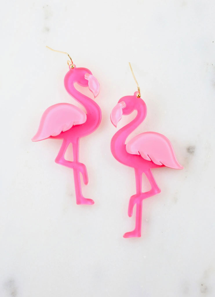 Farrah Flamingo Earring in Pink by Caroline Hill - Country Club Prep