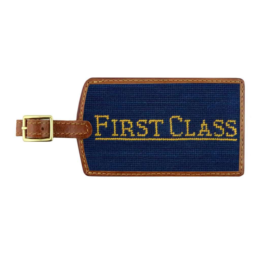 First Class Needlepoint Luggage Tag in Classic Navy by Smathers & Branson - Country Club Prep