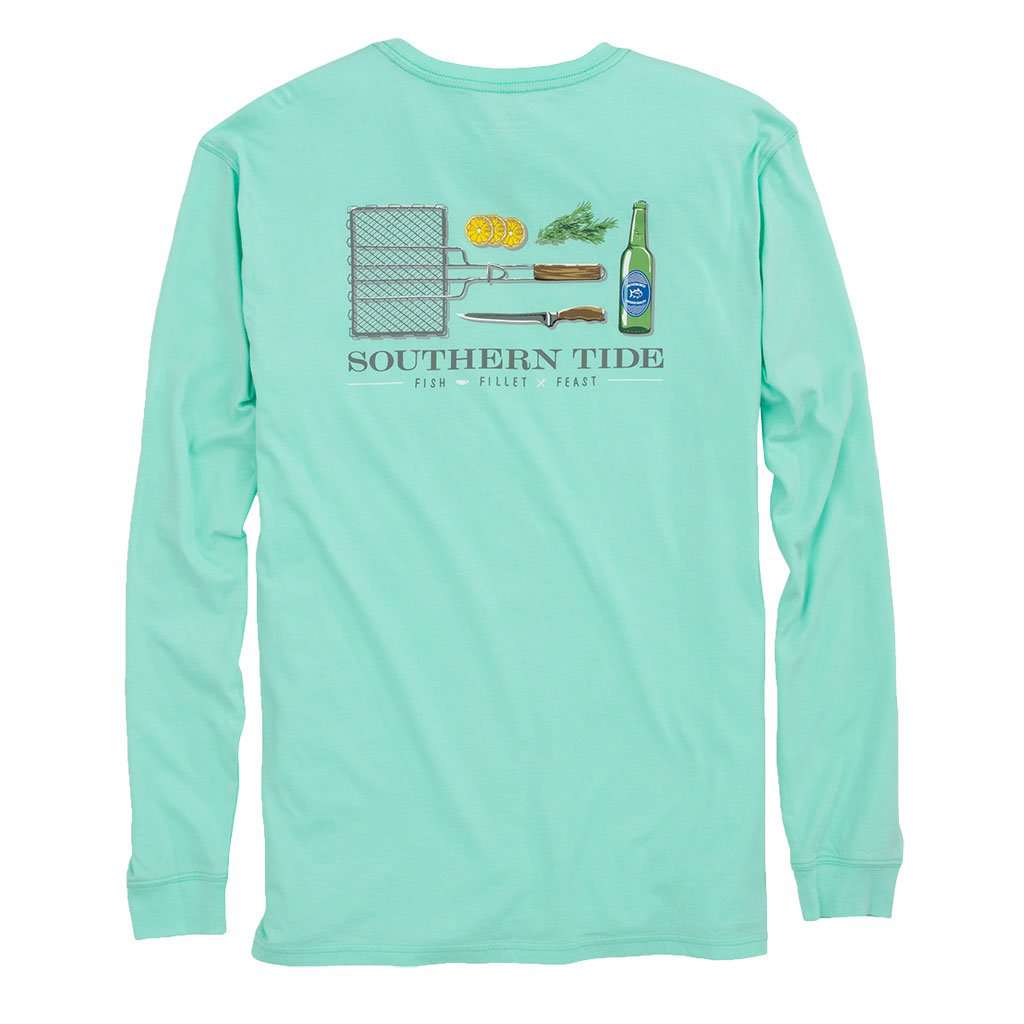 Fish, Fillet, Feast Long Sleeve T-Shirt in Offshore Green by Southern Tide - Country Club Prep