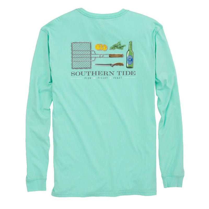 Fish, Fillet, Feast Long Sleeve T-Shirt in Offshore Green by Southern Tide - Country Club Prep