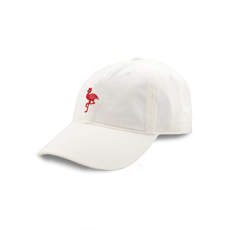 Flamingo Needlepoint Hat in White by Smathers & Branson - Country Club Prep