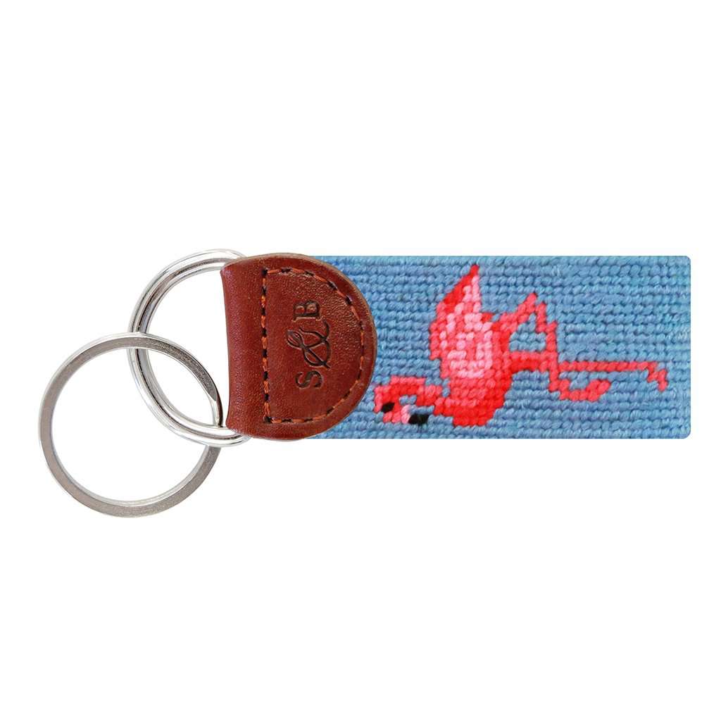 Flamingo Needlepoint Key Fob in Light Blue by Smathers & Branson - Country Club Prep