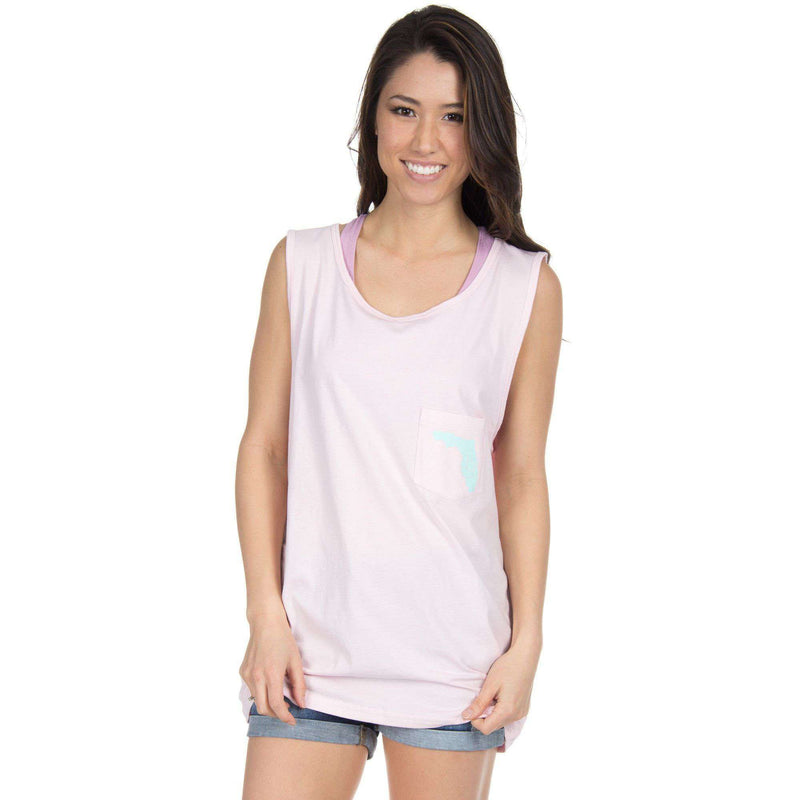 Florida Lovely State Pocket Tank Top in Pink by Lauren James - Country Club Prep
