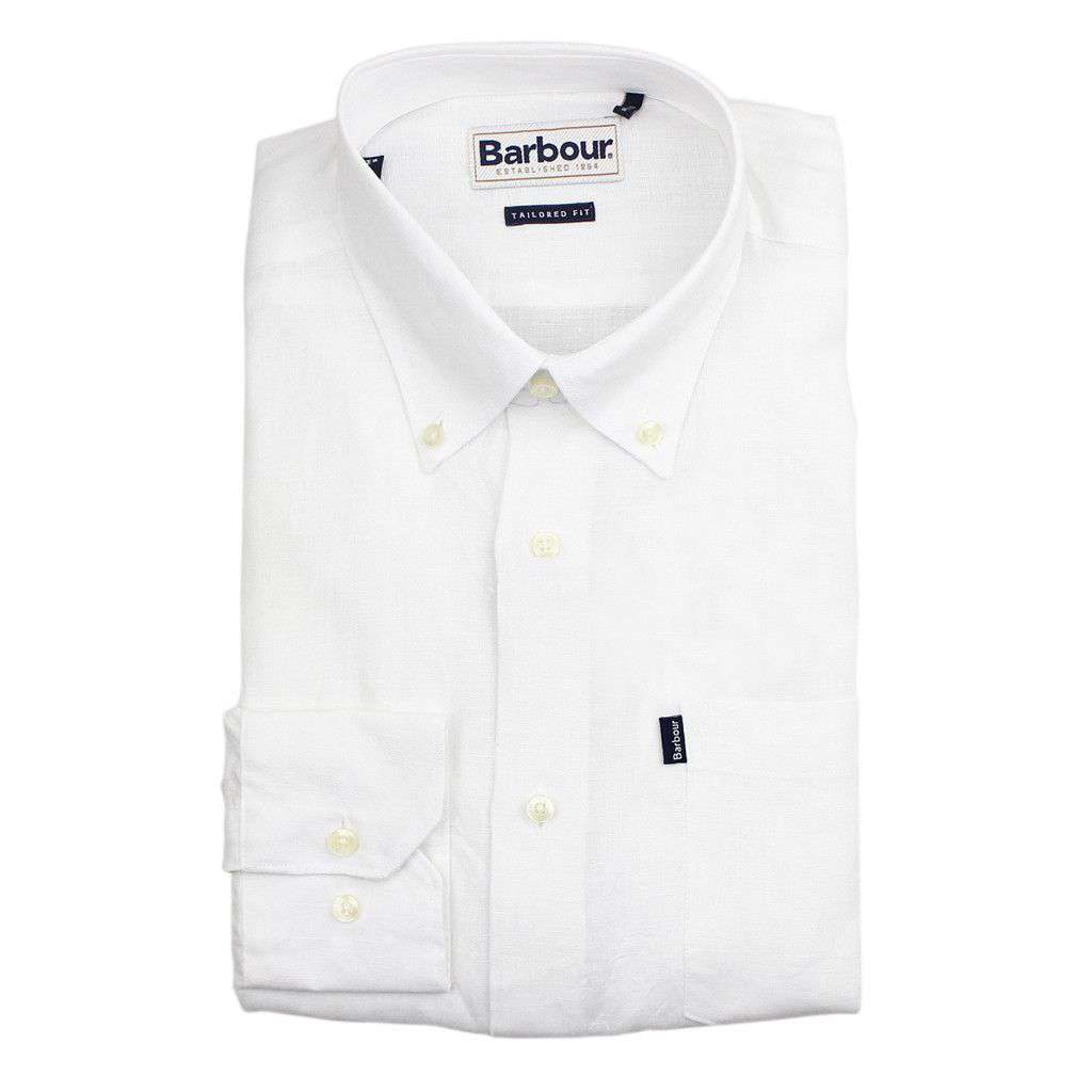 Frank Tailored Fit Button Down in White by Barbour - Country Club Prep