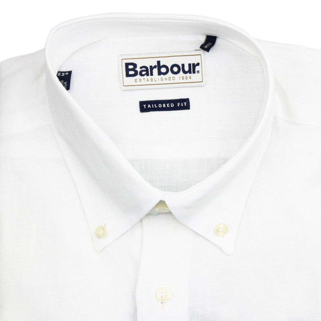 Frank Tailored Fit Button Down in White by Barbour - Country Club Prep