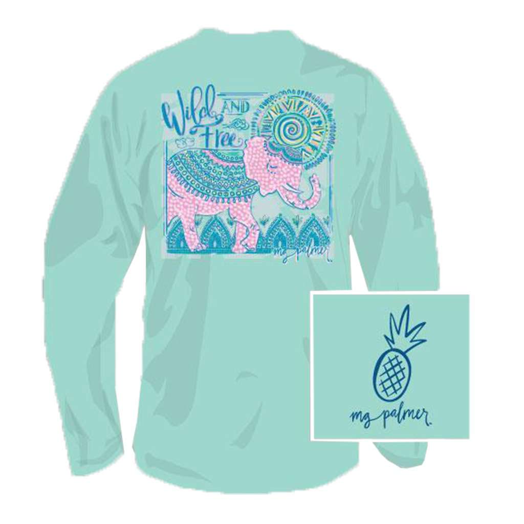 Free To Be Wild Long Sleeve Tee Shirt in Celadon by MG Palmer - Country Club Prep