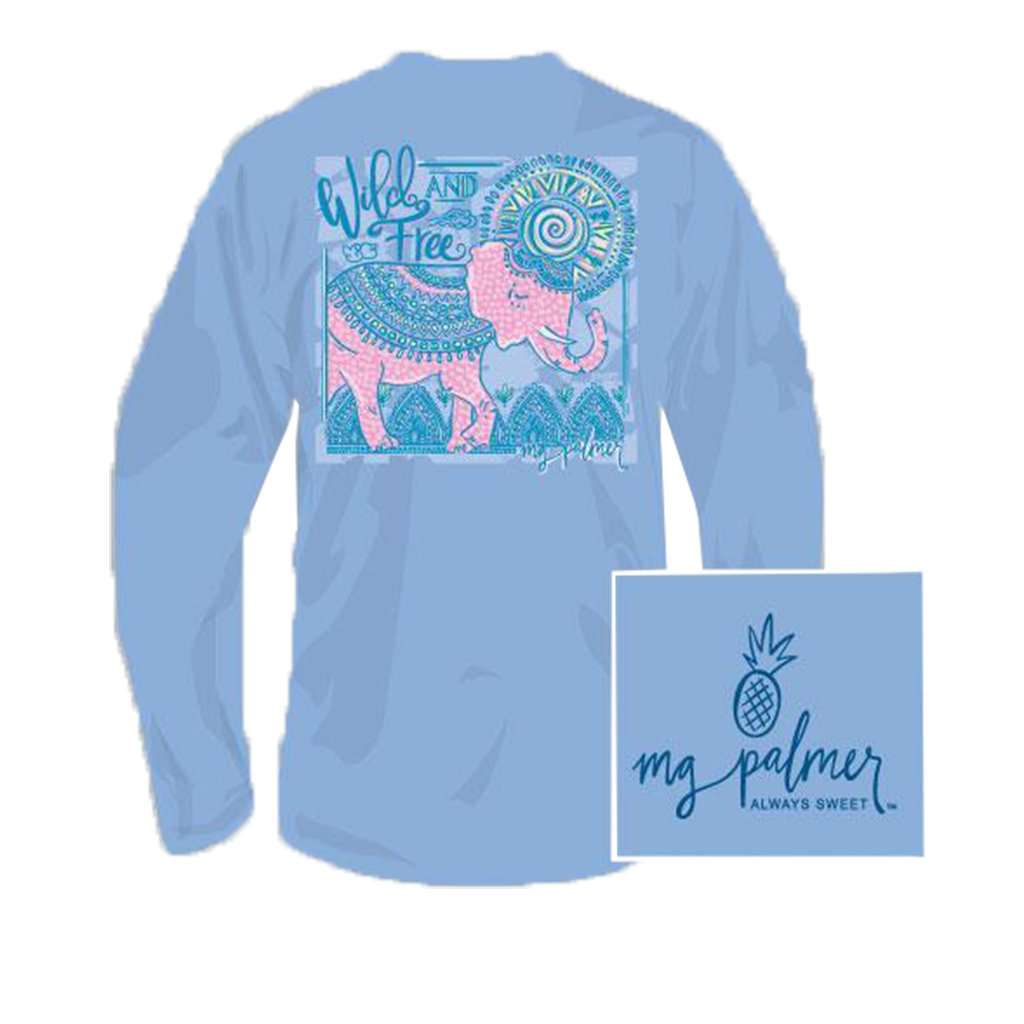YOUTH Free To Be Wild Long Sleeve Tee in Sky Blue by MG Palmer - Country Club Prep