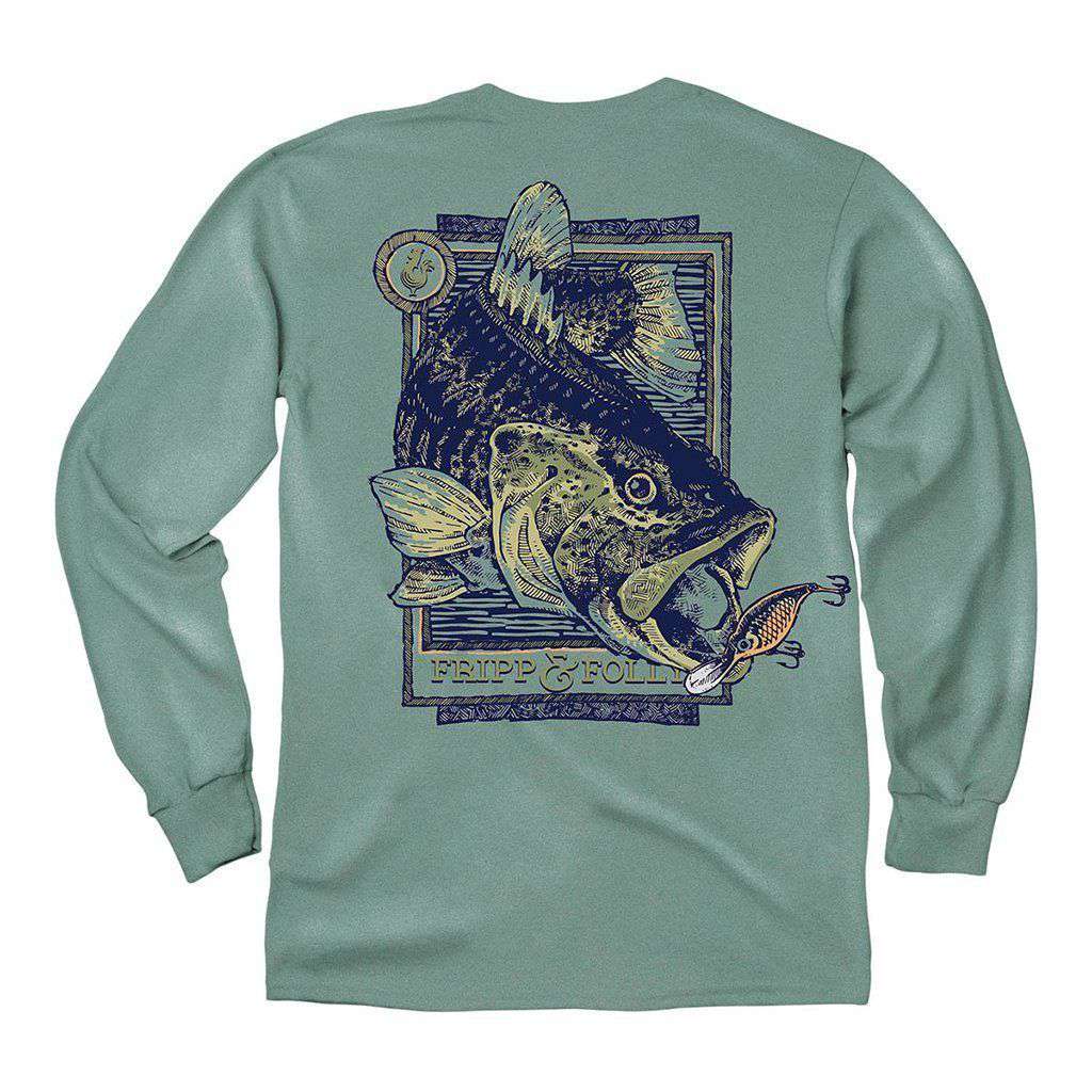 Bass & Lure Long Sleeve Tee in Light Green by Fripp & Folly - Country Club Prep